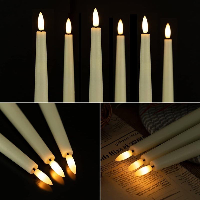 AFINETH Flameless Taper Candles with 3D Wick, 9.6" Real Wax LED Candles with Remote and Timer, 3 Pack Flickering Candlesticks Battery Operated, Classic Tall Taper Candles for Home, Wedding, Party, Ivory - Image 4